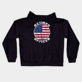 Retired Police Officer Proud Patriotic Officer American Flag Kids Hoodie